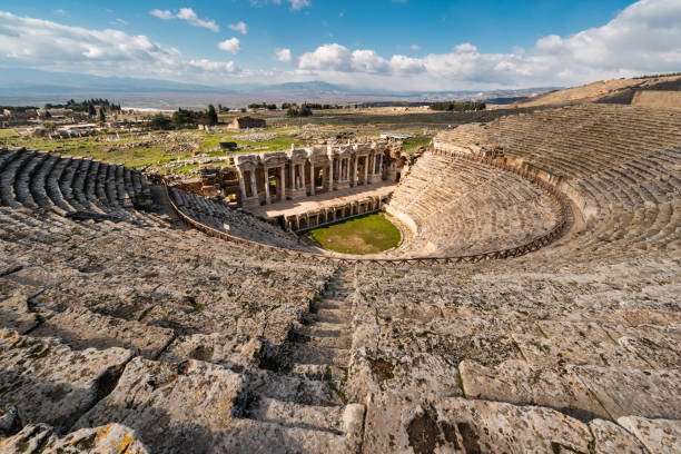 istock Morning in Hierapolis ancient amphitheater in Pamukkale 1386178806