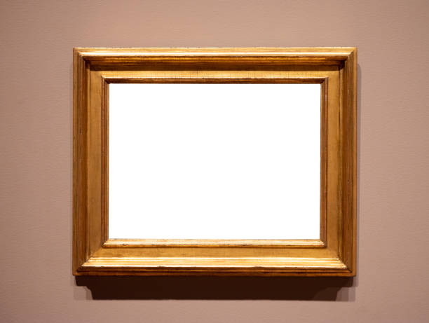 istock Vintage wooden frame hanging on wall with empty space 1386179395