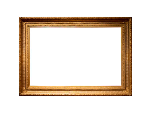 istock Vintage golden wood frame isolated on white background 1386179424