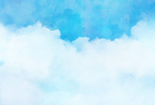 istock Beautiful watercolor sky and cloud background illustration 1386179427