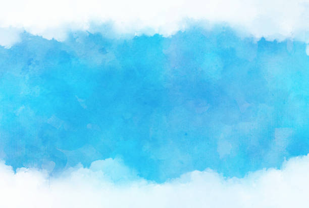 istock Beautiful watercolor sky and cloud background illustration 1386179449
