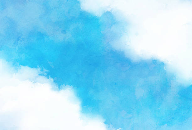 istock Beautiful watercolor sky and cloud background illustration 1386179523