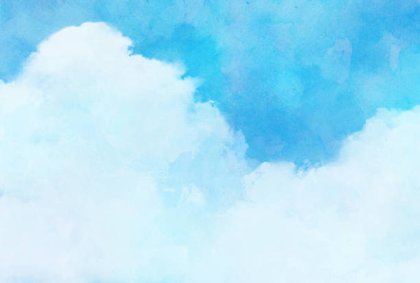 istock Beautiful watercolor sky and cloud background illustration 1386179581