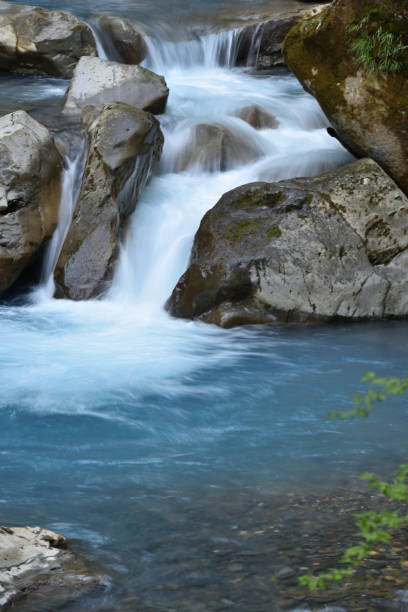 istock Trekking around fantastic green and blue waterfall 1386181690