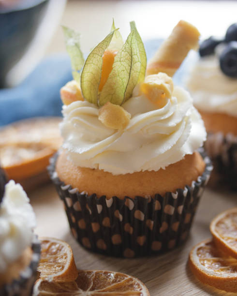 istock Sweet cupcakes dessert with berries 1386181743