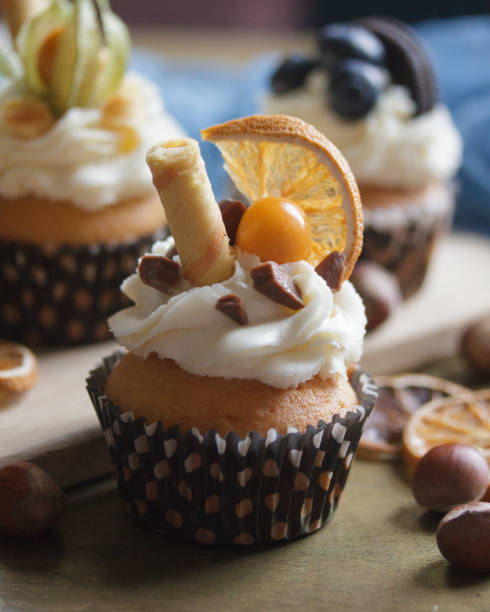 istock Sweet cupcakes dessert with berries 1386181932