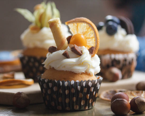 istock Sweet cupcakes dessert with berries 1386181989