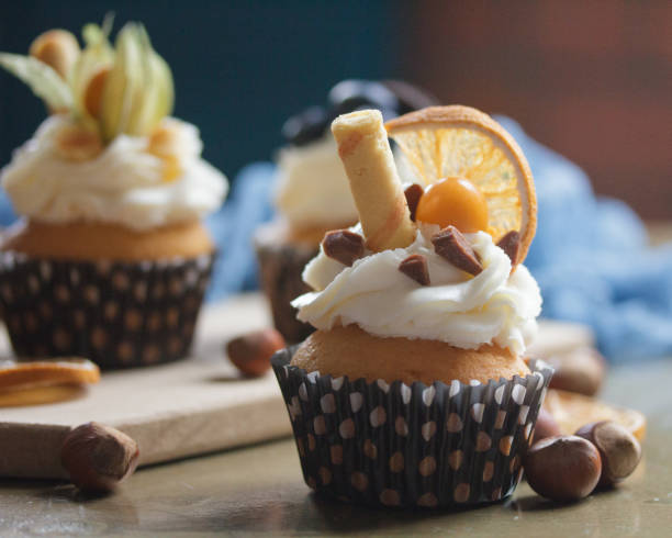 istock Sweet cupcakes dessert with berries 1386181990
