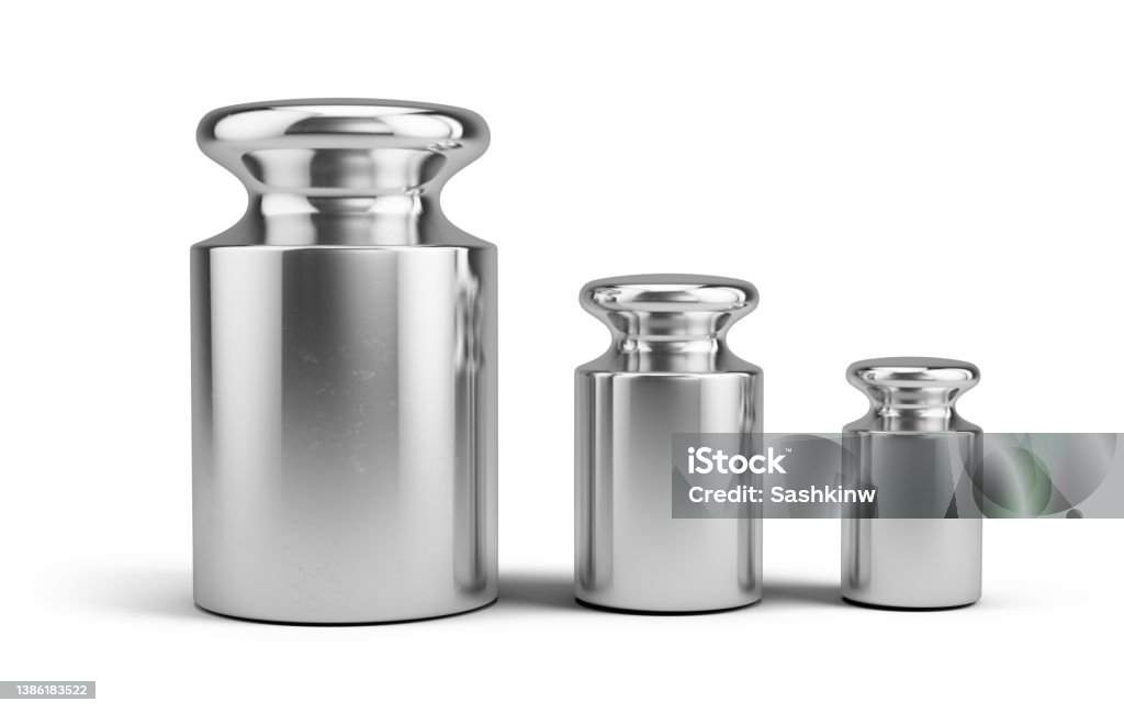 Calibration weights isolated on white - 3d rendering Weight Stock Photo