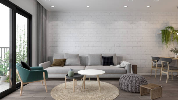 istock Modern interior of living room.3D illustration 1386185028