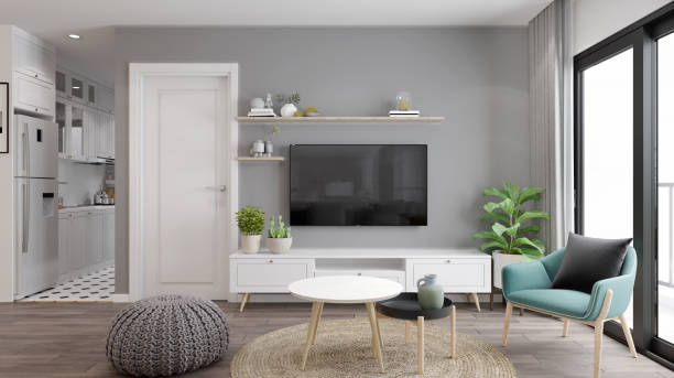 istock Modern interior of living room.3D illustration 1386185029