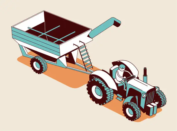 Vector illustration of grain trailer