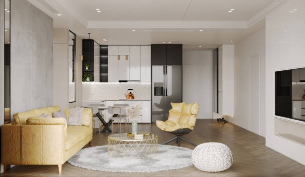 istock Modern interior of living room.3D illustration 1386185117