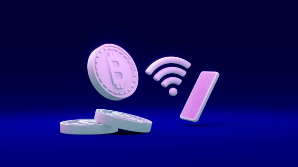 istock 3D Rendering concept of Decentralized finance, cryptocurrency: coins with B as referring to blockchain with a phone and the internet symbol on background. 3D render. 3D illustration. 1386186572