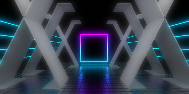 istock 3D abstract background with neon lights. neon tunnel  .space construction . .3d illustration33 1386187754