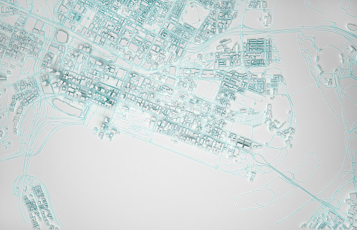 simplified map of the city of perth aerial view. 3d rendering