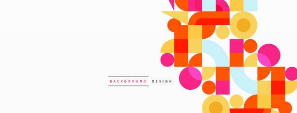 Minimal geometric abstract background. Circle square and triangle design. Trendy techno business template for wallpaper, banner, background or landing Minimal geometric abstract background. Circle square and triangle design. Trendy techno business template for wallpaper, banner, background or landing background loop stock illustrations