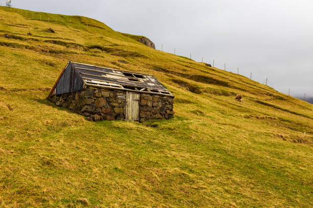 istock Stone building in Elduvik, Faroe Islands, Denmark. 1386190990