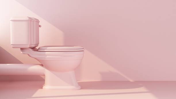 pink toilet on a pink background stock photo