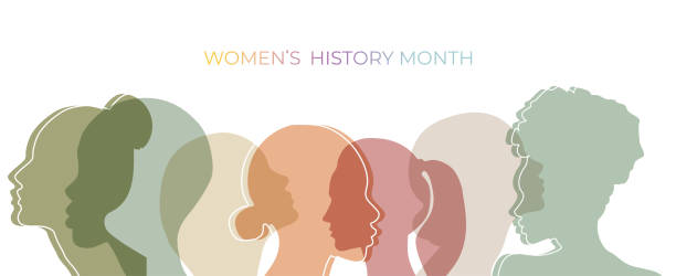 ilustrações de stock, clip art, desenhos animados e ícones de women's history month, march 2022, vector. girl power in world. - womens issues