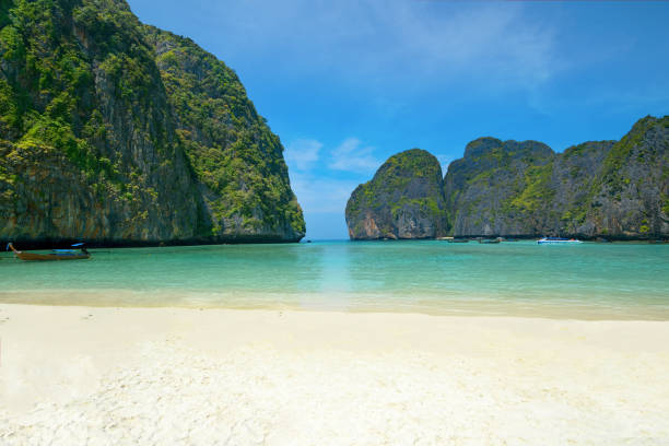 istock Maya Bay, Phi Phi Leh island. longtail boats on The beach, Krabi Province, Thailand 1386193784