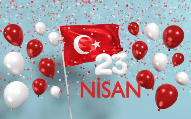 23 April International Children’s Day Celebration Banner on Blue Background 23 April International Children’s day banner on white with Turkish celebration message. Children’s Day concept. 3D render isolated on blue background. Easy to crop for all your print sizes and social media needs. number 23 stock pictures, royalty-free photos & images