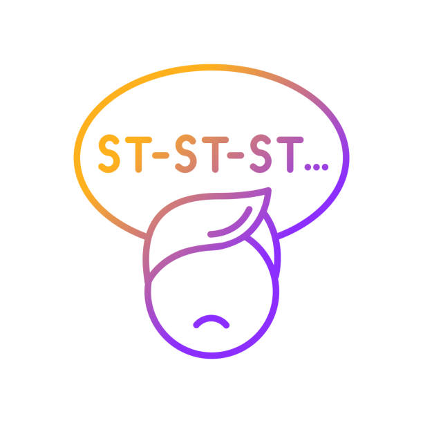 ilustrações de stock, clip art, desenhos animados e ícones de stuttering child gradient linear vector icon - glitch stutter