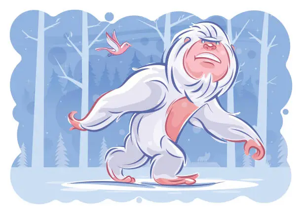 Vector illustration of Yeti walking