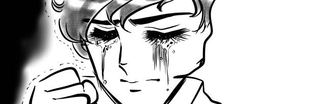 illustration eines schönen jungen mit schwarzen haaren und einer natürlichen dauerwelle, der untröstlich ist und viel weint, im stil eines shojo-mangas aus den 70er jahren. - prince charming stock-grafiken, -clipart, -cartoons und -symbole