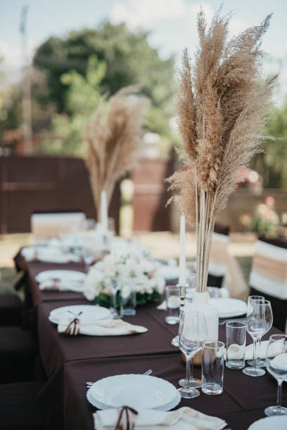 istock Wedding. Birthday. Reception. Decoration, chairs, tables and flowers. 1386204220