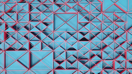 Abstract triangular geometric shapes background, 3d render.