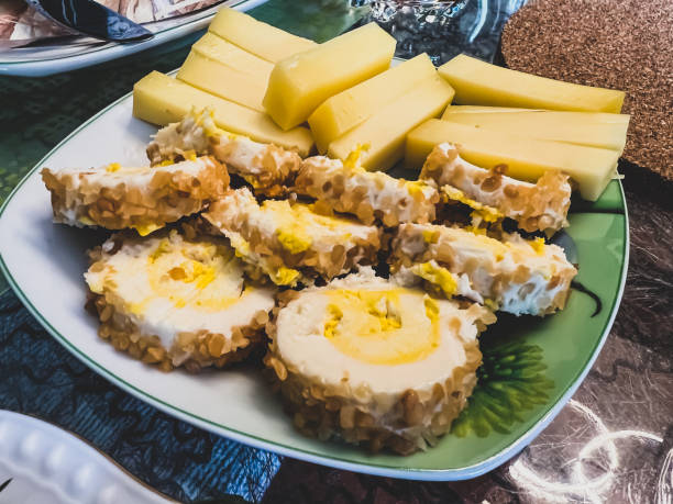 istock A small cheese platter with Gouda and cream cheese. 1386210321