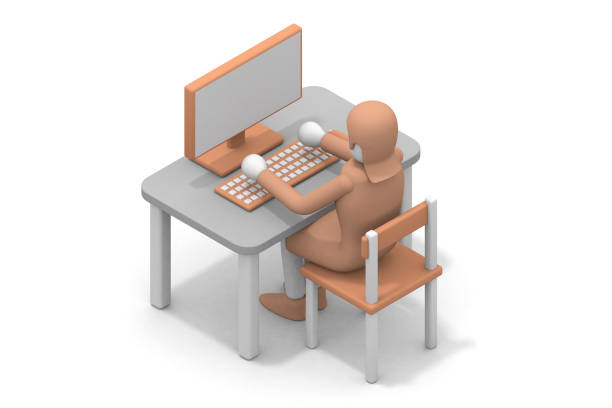 Meet online. Work via the internet. People who work in the office. 3D rendering