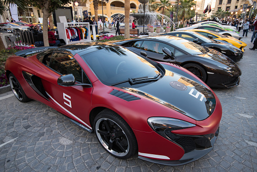Doha ,Qatar-February 01,2018 : Exhibition of luxury supercars organized by the Qatari team called \