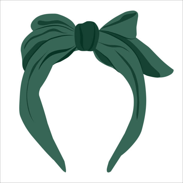 Green women's hair bandana with a bow. Soloha for women, hair accessory, hairband. Vector illustration of a cartoon flat style, isolated on a white background. Green women's hair bandana with a bow. Soloha for women, hair accessory, hairband. Vector illustration of a cartoon flat style, isolated on a white background. hachimaki stock illustrations