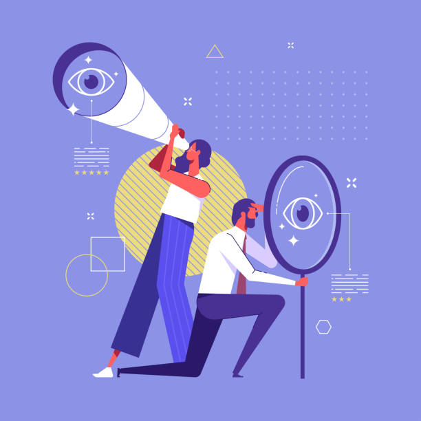 концепция вектора бизнес-видения - women binoculars searching looking stock illustrations