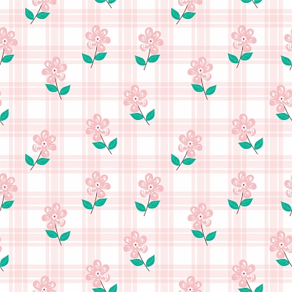 Dgu Patterns Seamless Gingham Background Pattern With A Combination Of Floral Motifs ...