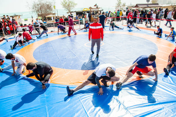 Uralsk (Oral), Qazaqstan, 22.03.2024 - Nauryz holiday in Kazakhstan. Sports competitions in wrestling at the Nauryz holiday.