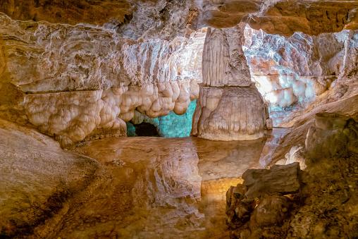 Aracena, Spain - 16 March, 2022: view of the Gruta de las Maravillas Cave in Aracena