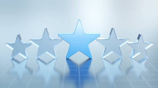 estrella azul con estrellas de cristal - perfección fotografías e imágenes de stock