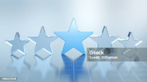 Blue Star With Glass Stars Stock Photo - Download Image Now - Perfection, First Class, Award
