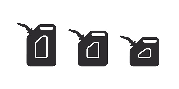 Canisters icons. Canister icons in different sizes. Fuel can badges. Vector images