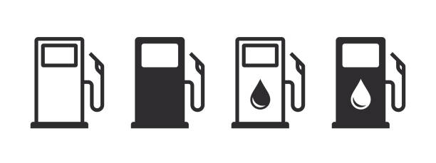 ilustraciones, imágenes clip art, dibujos animados e iconos de stock de iconos de combustible. concepto de señales de combustible. iconos de gasolineras. imágenes vectoriales - bomba de combustible