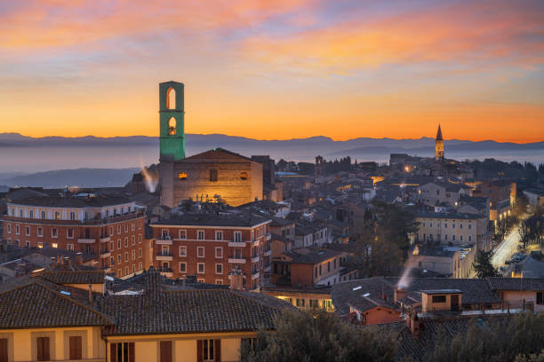 Perugia, Italy, he capital city of Umbria, at dawn.