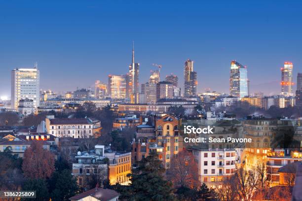 Milan Italy Financial District Stock Photo - Download Image Now - Milan, Urban Skyline, Dawn