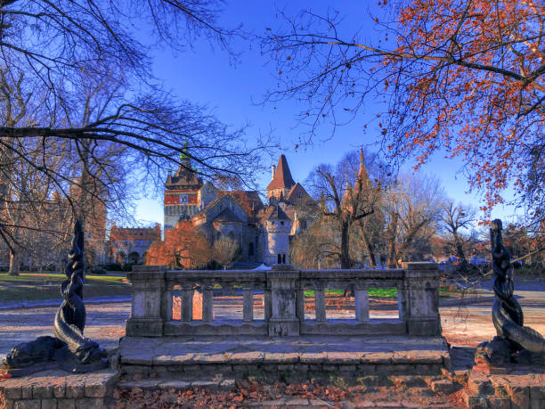 Budapest, Hungary - December 21, 2021: Vajdahunyad Castle. Historical castle landmark. icon of the city