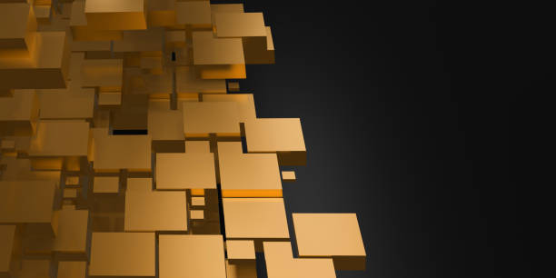 istock golden cube background Abstract gold geometric reflection glitter 3D illustration 1386226897