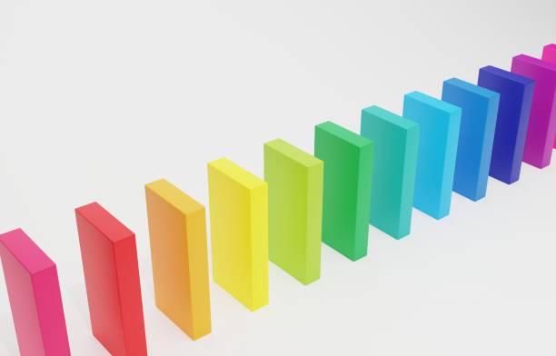 istock Cute and simple rainbow-colored domino 3D image 1386229608