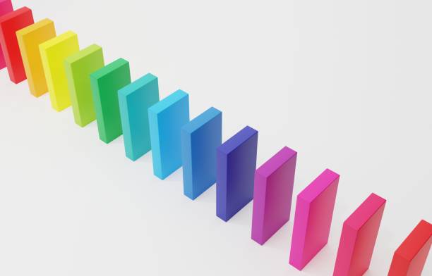 Cute and simple rainbow-colored domino 3D image