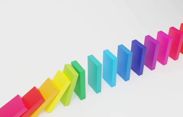 istock Cute and simple rainbow-colored domino 3D image 1386231084
